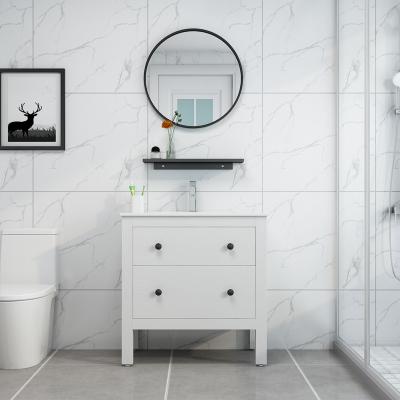 China Modern Super Clear Bathroom Mirror Cabinet High Quality Vanity Units White PVC Bathroom Vanity for sale