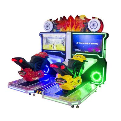 China Metal+acrylic+plastic Threeplus twins motorcycle coin game machine motorcycle simulator for sale for sale