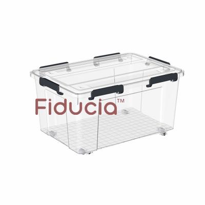 China 2021 Viable Large PP Grage Plastic Storage Box With Lids And Wheels Clear Storage Box For Clothing Toy Box Packaging for sale