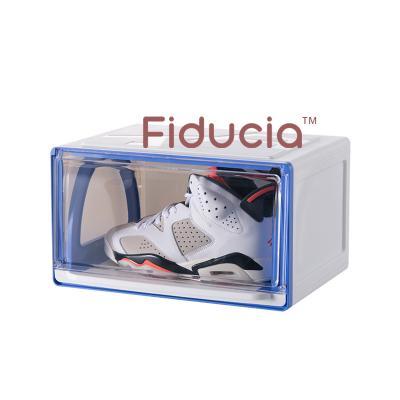 China Fiduia 2021 Newest Workable Factory Transparent Acrylic Shoe Box Sneaker Shoe Boxes Transparent Acrylic Shoe Box for sale