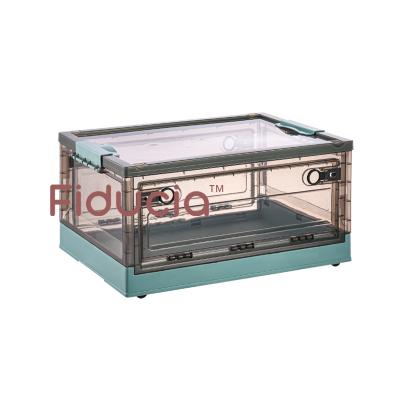 China Wholesale High Quality Transparent Plastic Durable Foldable Stackable Stackable PP Storage Boxes&bins with Wheels Folding Storage Box for sale