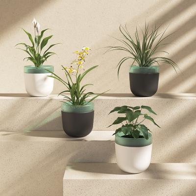 China Modern Plastic Flower Pot Printing White Planter Pot for sale