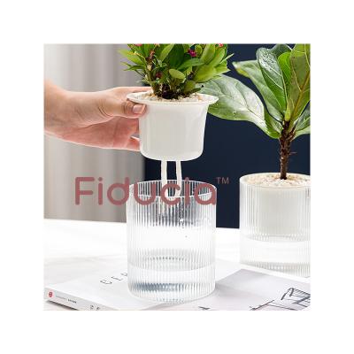 China 2021 Modern Fiducia Automatic Water Absorbing Creative Plastic Succulents Flower Pots For Indoor Plants Plastic Planter for sale