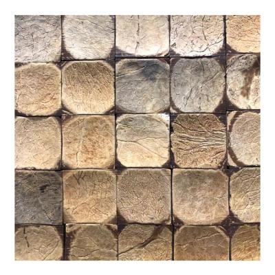 China Low water absorption Russia style coconut shell mosaic wall panel cladding wallpaper//wall for sale