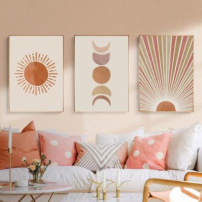 China Abstract Living Room Home Decor Abstract Landscape Paintings Sun and Moon Scene Boho Canvas Prints Painting Wall Art for sale