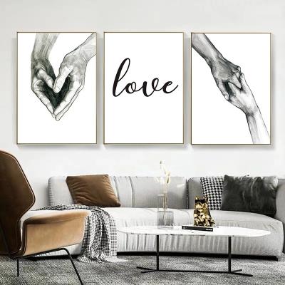 China Abstract Black and White Abstract Painting Love Holding Hands Canvas Painting Wall Art Painting Pictures Nordic for sale