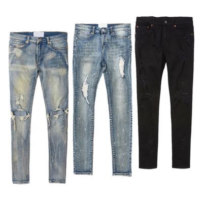 China Breathable Jeans OEM Plus Size Blue Fashion Custom Mens Black Casual Ripped Pants Homme Design Distressed Ripped Denim Mens Jeans Pants for sale