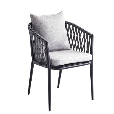 China Modern High Quality Outdoor Aluminum Leisure Chair Garden Chair Rope Woven Cafe Furniture for sale