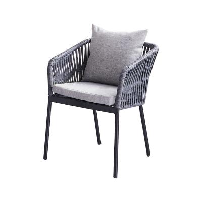 China Modern Modern Aluminum Rope Woven Dining Garden Chair Outdoor Furniture With Seat And Back Cushion Included for sale