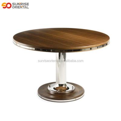 China PANEL classic restaurant dining table stainless steel solid wood antique luxury dining table for sale