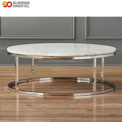 China Solid Wood Marble Top Round Coffee Table 120cm Center Table Home Furniture for sale