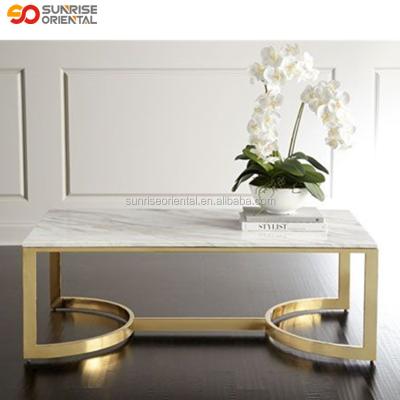 China Living Room Furniture Luxury Gold Round Marble Solid Wood Table Tops Center Coffee Table for sale