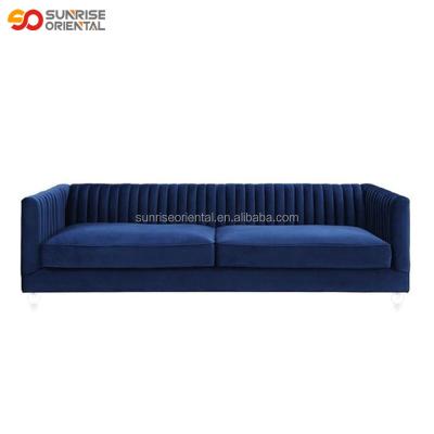 China Modern Blue Chesterfield SOFA Velvet Fabric Living Room Chesterfield Sofa for sale