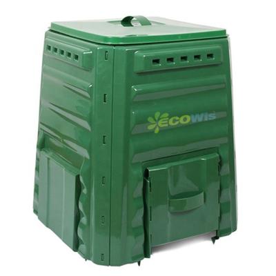 China Air Slots For Optimum Topsoiling Plastic 220L Compost Bin, Garden Topsoiling Bin Made From Plastic With Airing Outer Compost Box for sale