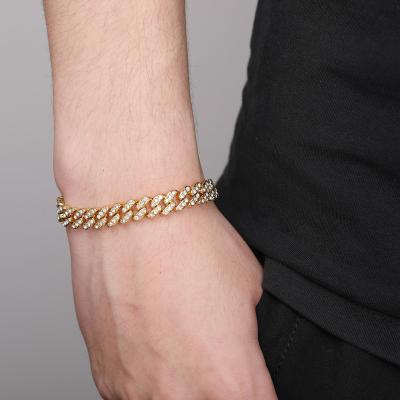 China Hiphop Men's Full Diamond Fashion Cuban Chain 8mm Hiphop Bracelet Hiphop Bang Accessories for sale