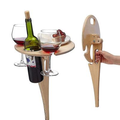 China Portable/Folding Mini Wooden Desktop Table Portable Outdoor Beach Table for Sand and Grass Stand Wine Folding Picnic Table for Garden Camping for sale