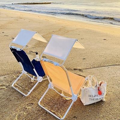 China Easy-carry/Sun Shade Chairs Wholesale Portable Lightweight Aluminum Aluminum Recliner Backpack Lounge Backpack 4 Position Folding Camping Outdoor Beach Chair With Sun Shade Canopy for sale