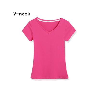 China Custom Women QUICK DRY Polyester V-Neck Blank Digital Printing T-Shirt for sale