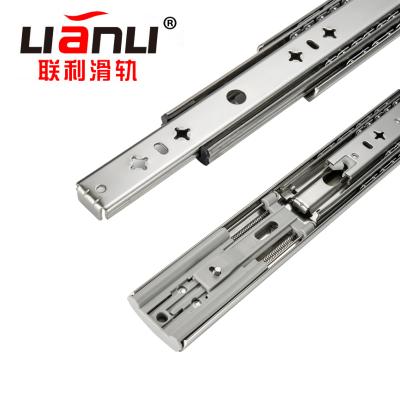 China 3 Sections 53mm Wide Industrial 200 Pound Soft Narrow Drawer Slide Self Closing Heavy Duty Drawer Slide for sale