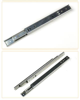 China Cabinets 27mm Width 2 Fold Powder Coating Slide Drawer Runners Side Mounted Two Way Drawer Runner Slide for sale