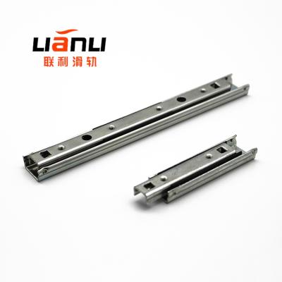 China Traditional Double Slides 17mm Wide Furniture Drawer Ball Bearing Soft Closing Slides for sale