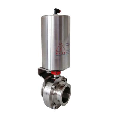 China General Stainless Steel Sanitary Tri Clamped Pneumatic Butterfly Valve for sale