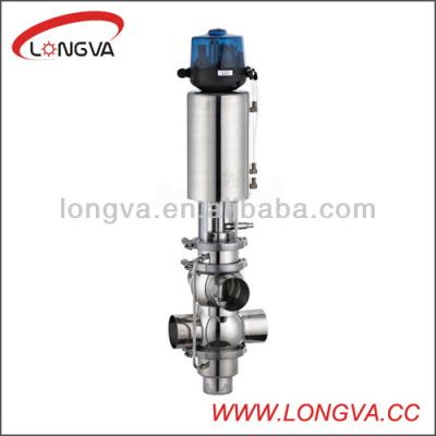 China General Sanitary Stainless Steel Double Seat Pneumatic 4 Way Mix Proof Valves With Intelligent Control Unit for sale