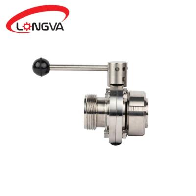 China 304 / 316L Stainless Steel General Sanitary Male / Thread Nut Butterfly Valve for sale