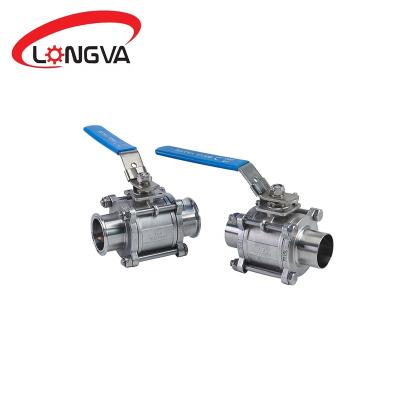 China Dairy 3 Piece 304 / 316L Stainless Steel Sanitary Flange / Weld Bore Ball Valve for sale