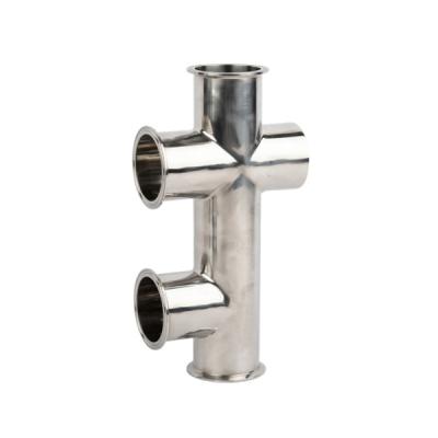 China SS304 / 316 Manifold Sanitary Stainless Steel Pipe Reel Tri Clamp Fitting With Thread Drain for sale