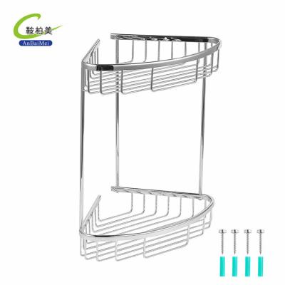 China Workable 2 Tier Double Basket Organizer Shower Caddy Corner Shelf for sale