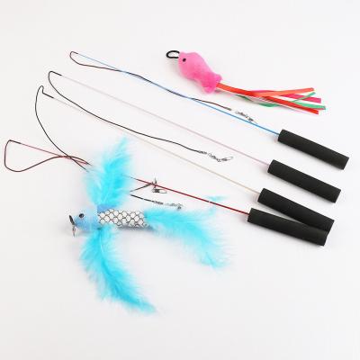 China Viable Competitive Price Cat Toy Feather Teaser Stick Wand Funny Rod With Bell for sale