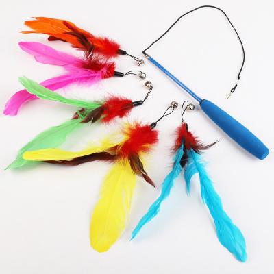 China Viable Hot Sale Professional Design Cat Stick Cat Feather Teaser Retractable Plastic Toys for sale