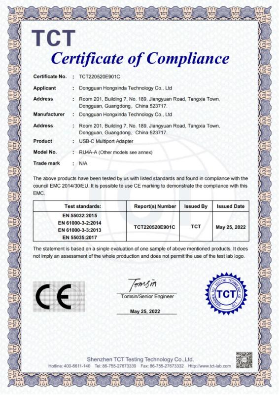 CE - Dongguan Hongxinda Electronic Technology Co., Ltd.