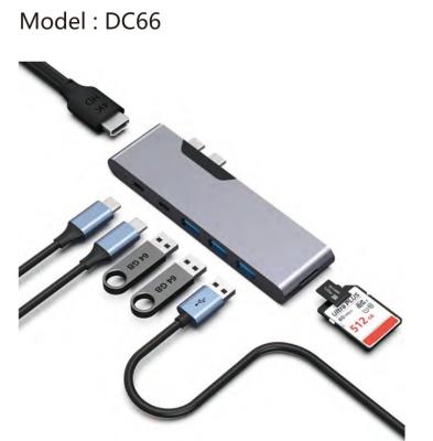 Cina 7-in-2 Usb C Multiport Hub Adapter HDMI USB 3.0 SD TF Card Reader Per MacBook Pro in vendita