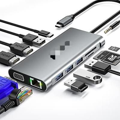 China Usb Type C Hub Hdmi 4k 60hz USB C Docking Station 10Gbps Transfer Rate Supports for sale