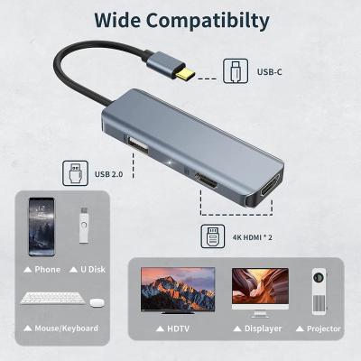 China 3 In 1 USB Hub HDMI Adapter Usb C To Usb 2.0 Adapter Slim Dock For Mac for sale