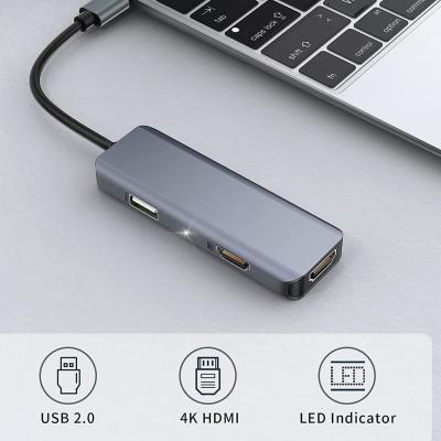 China Dual USB C Adapter 3 In 1 Dongle 4K HDMI Docking Station Compatible MacBook Pro for sale