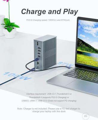 China Laptop USB C Docking Station Triple Monitor 16-In-1 USB C Dock With Displaylink for sale