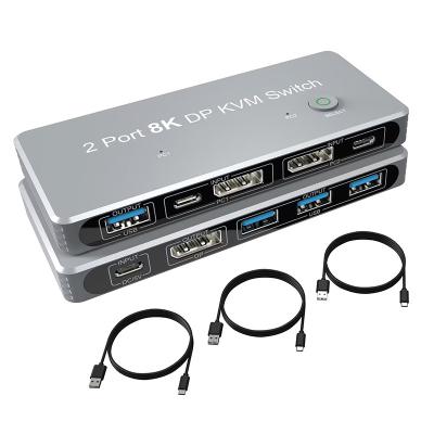 China 2-Port Displayport and USB KVM Switch 4K 144Hz 8K 60Hz 1.4 with 1.4 DP USB Interface for sale