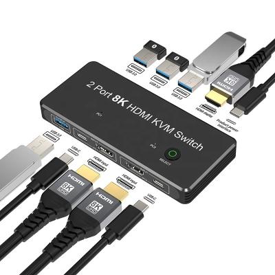 Cina 2 porte HDMI 2.1 KVM Switch con USB 3.0 2 Input 1 Output Indicatori LED femminile-femminile in vendita