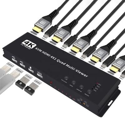 China Comutador HDMI KVM 4K HD sem fio com saída preta e ecrã Quad Multiviewer à venda