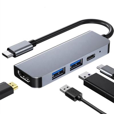 China 4K HDMI Compatible Type-C To USB C Hub Adapter with 2 USB3.0 and PD Charging Port for sale