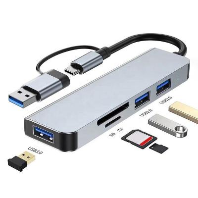 China USB A/C Input USB 3.0 Type C Multiport Adapter Docking Station with SD/TF Card Reader for sale