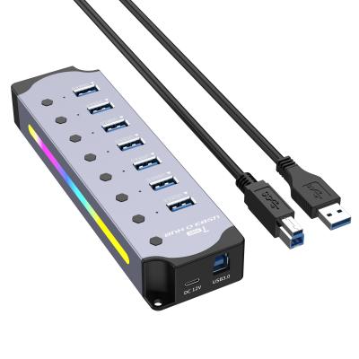 China Customized Logo Accepted Speed USB 3.0 Hub with 7 Ports and Aluminum Alloy Design for sale