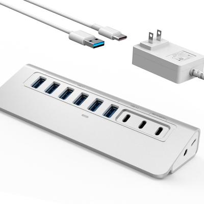 Cina Alluminio Lega ABS alloggiamento USB-C Hub Multiport Adapter con cavo Ethernet e funzione di tipo Switch in vendita