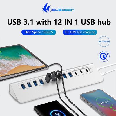 Китай Ноутбук USB C порт Хаб USB высокоскоростной 3.1 хаб USB C зарядный хаб продается