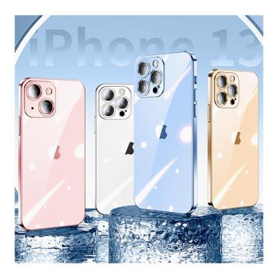 China Shockproof Imprue New Design Camera Protective Soft Clear Plated Shockproof Phone Case Cover for iPhone13 Pro max 11 12 XR XS 6 7 8 PLUS for sale