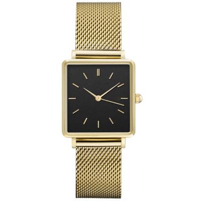 China Low MOQ Own Brand Custom Water Resistant Square Quartz Unique Design Stainless Steel Watch Wristwatches for sale