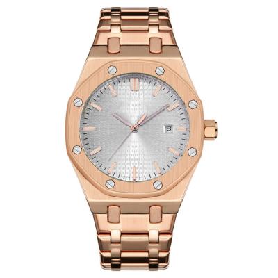 China Rose Gold Custom Logo 5 Date Atmosphere Fashion Stainless Steel Water-resistant Luxury Automatic Men's Mechanical Wrist Watch for sale